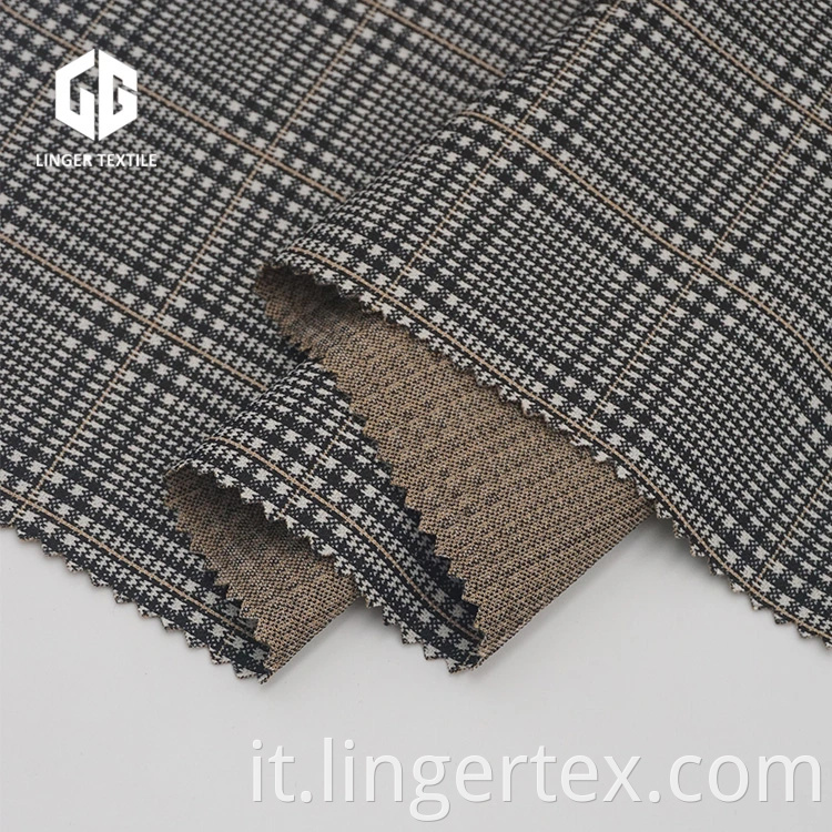 Tessuto elastan jacquard tinto in filo con motivo check